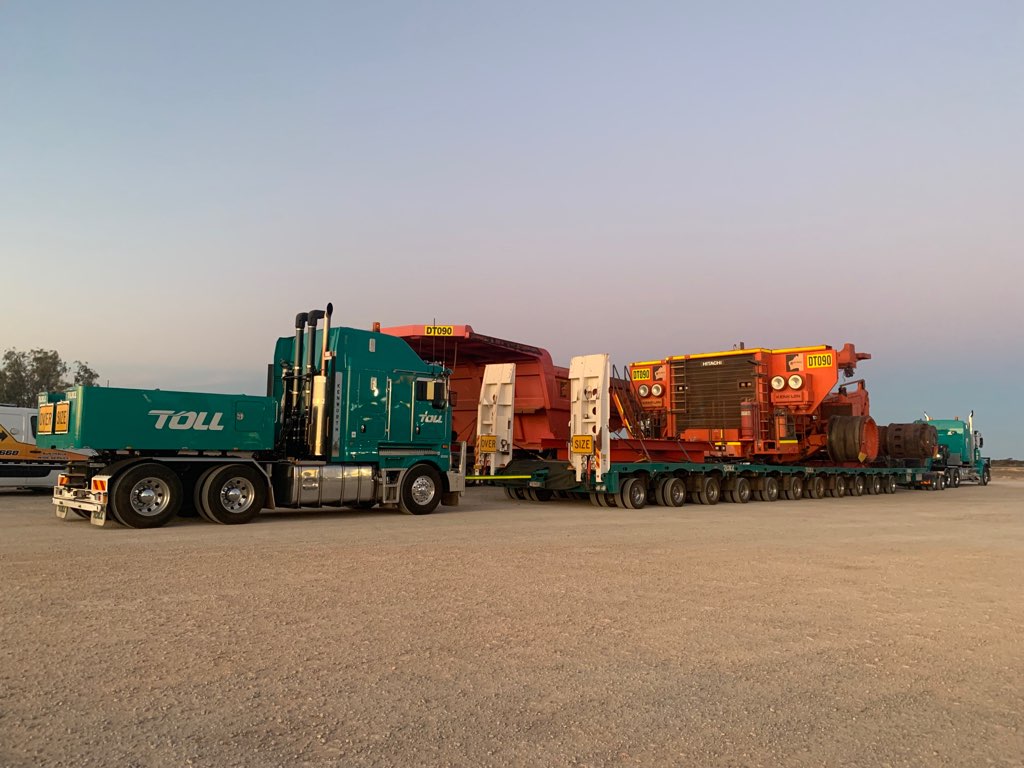 Trucks parked with cargo